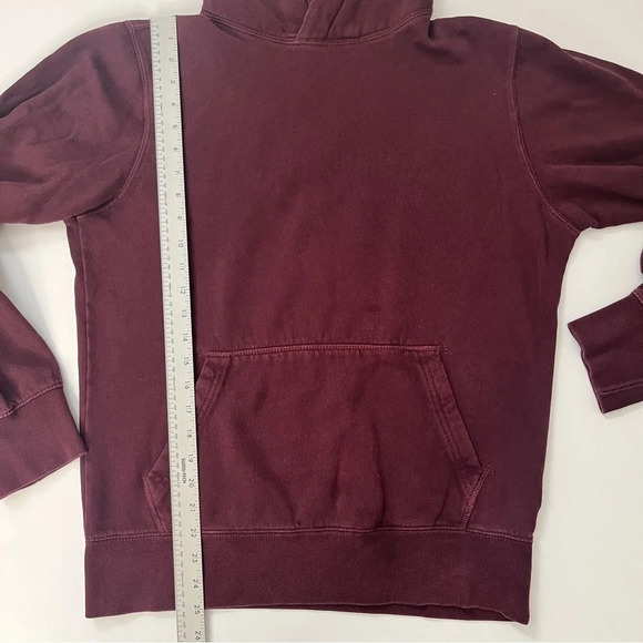 American Eagle AEO Super Soft Slub Hoodie T-Shirt Burgundy Comfy Sweatshirt Sz S - Picture 10 of 16